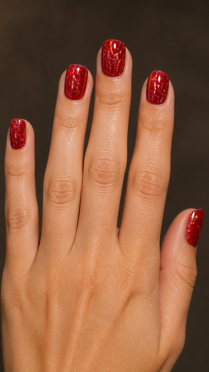 Candy Apple Red with Holographic Crackles