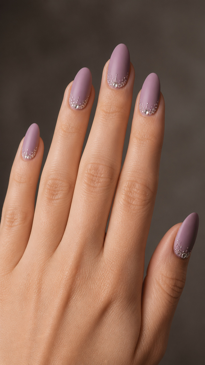 Frosted Mauve with Mini Rhinestone Snowdrifts