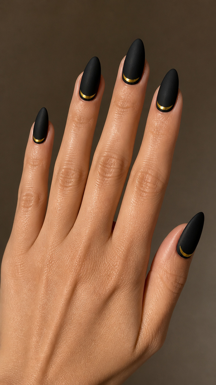 Black Velvet Matte with Gold Accent Line