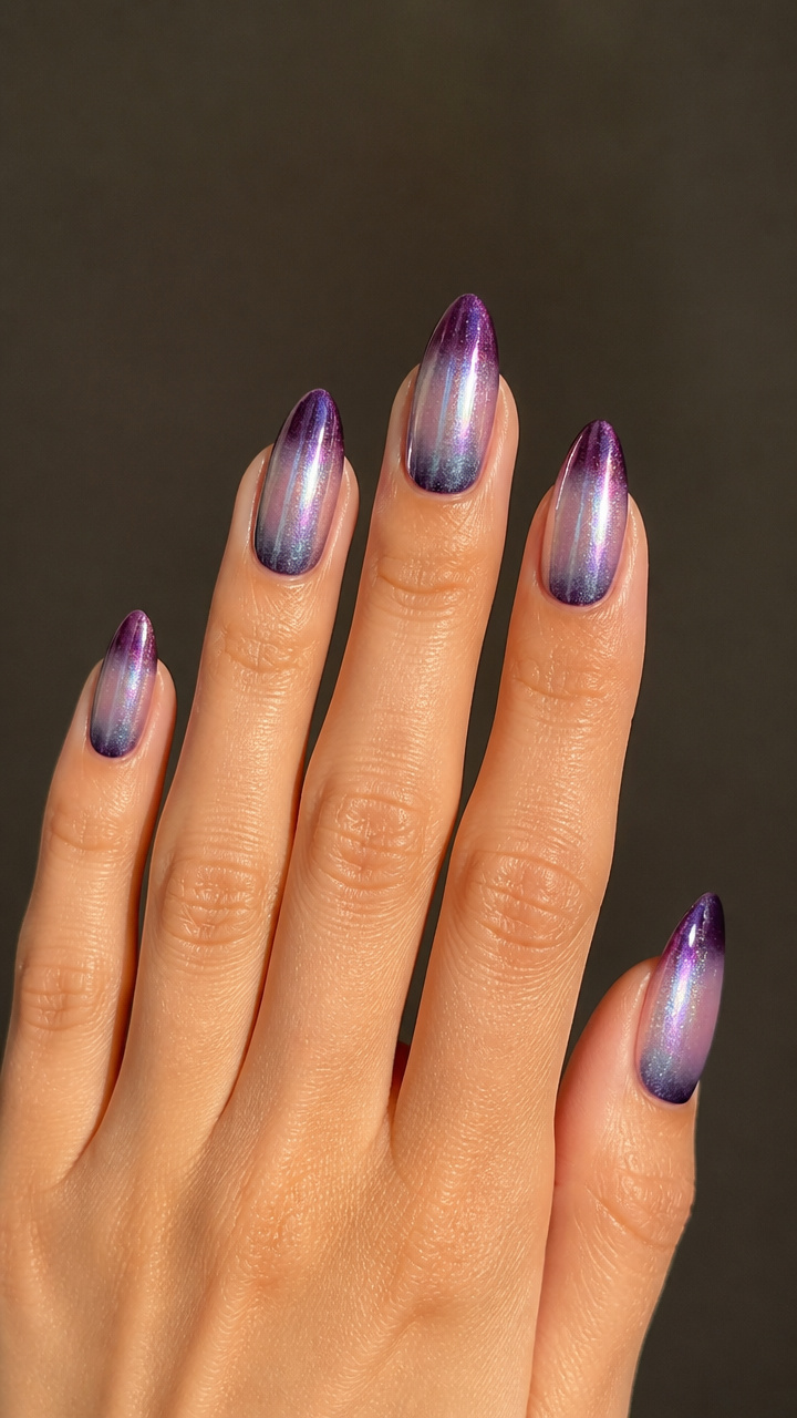 Iridescent Ombré from Silver to Deep Plum
