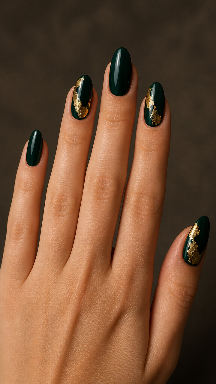Deep Emerald with Gold Leaf Accents