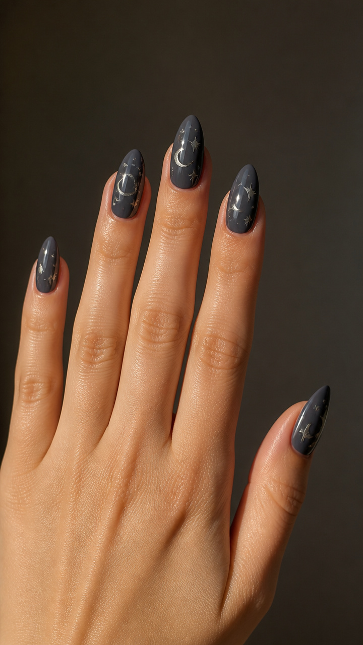 Charcoal Gray with Chrome Moon Accents