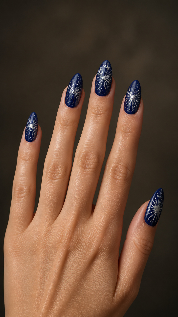 Midnight Blue with Silver Firework Splatter