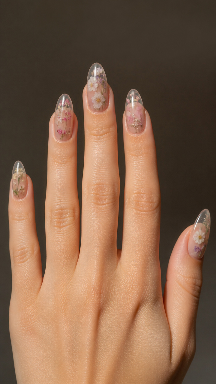 Clear Gloss with Floating Dried Flower Inlays
