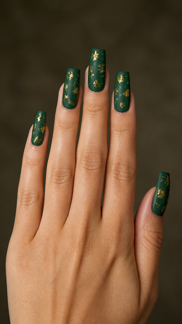 Deep Emerald Coffin with Gold Leaf Flecks