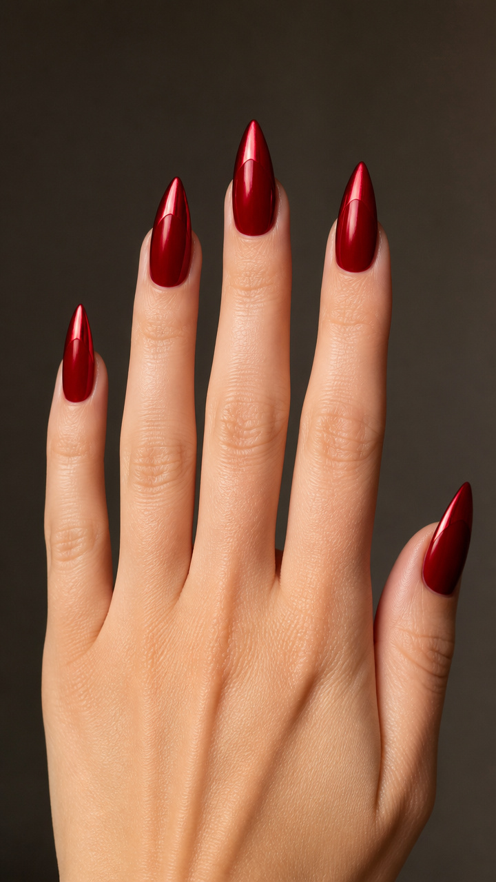Crimson Red Stiletto with Chrome Red Tips