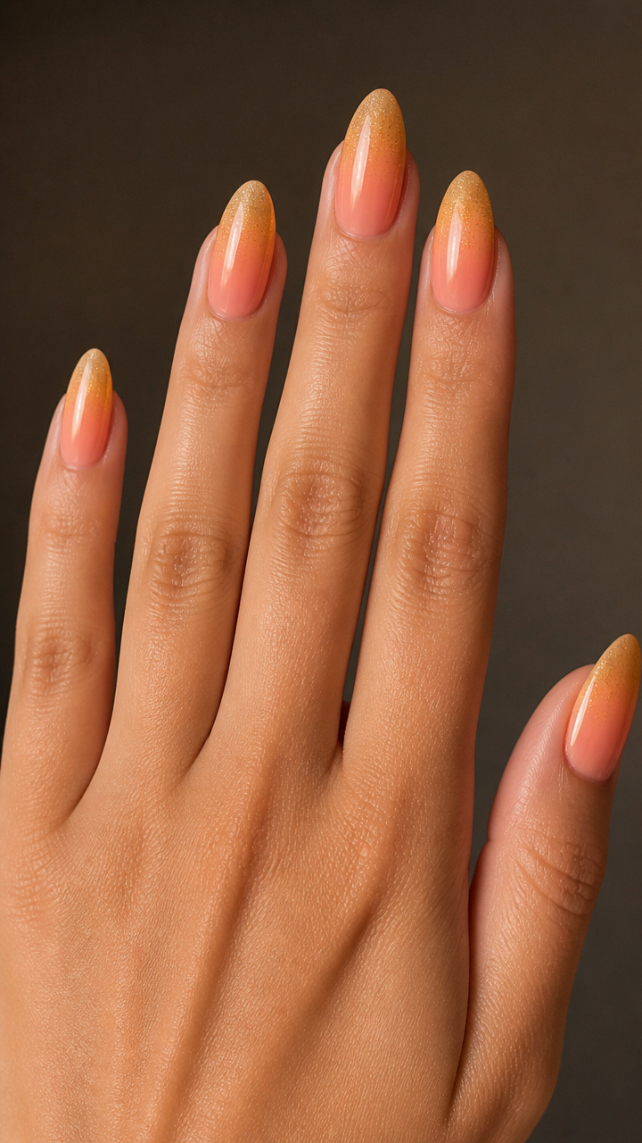 Golden Hour Ombré on Almond Nails