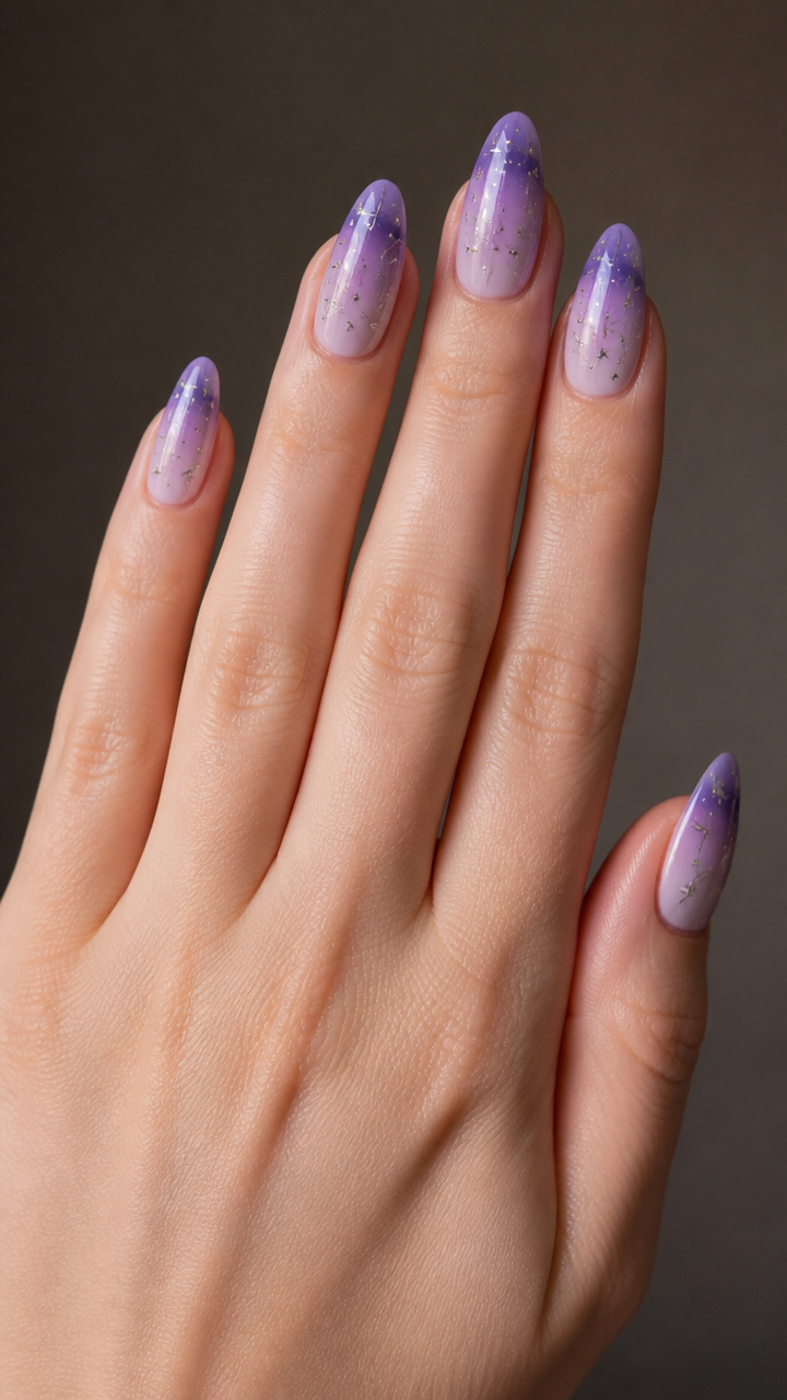 Lavender Ombré with Tiny Silver Stars