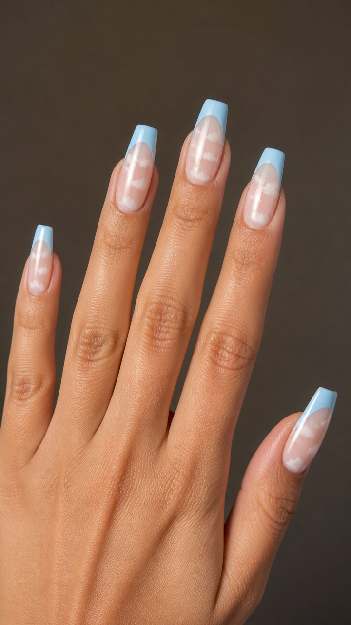 Sky Blue Tips with Translucent Clouds