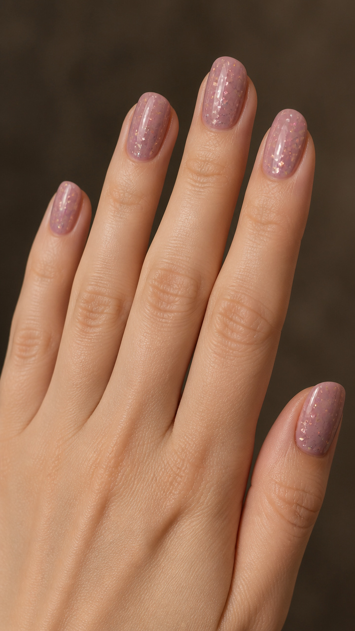 Dusty Mauve Gel Polish with Glass Flecks
