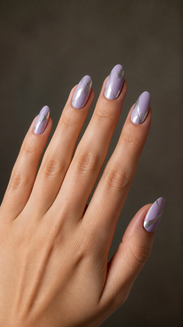 Frosted Lilac with Geometric Silver Foil