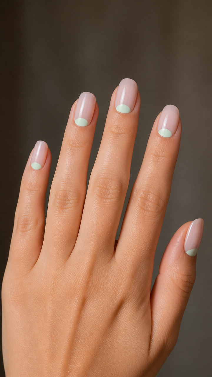 Icy Mint Half-Moons with Glossy Finish