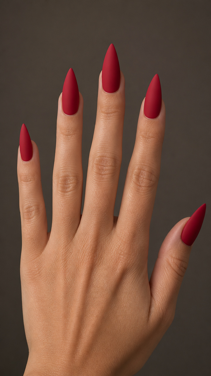 Crimson Red Matte Coated Stilettos
