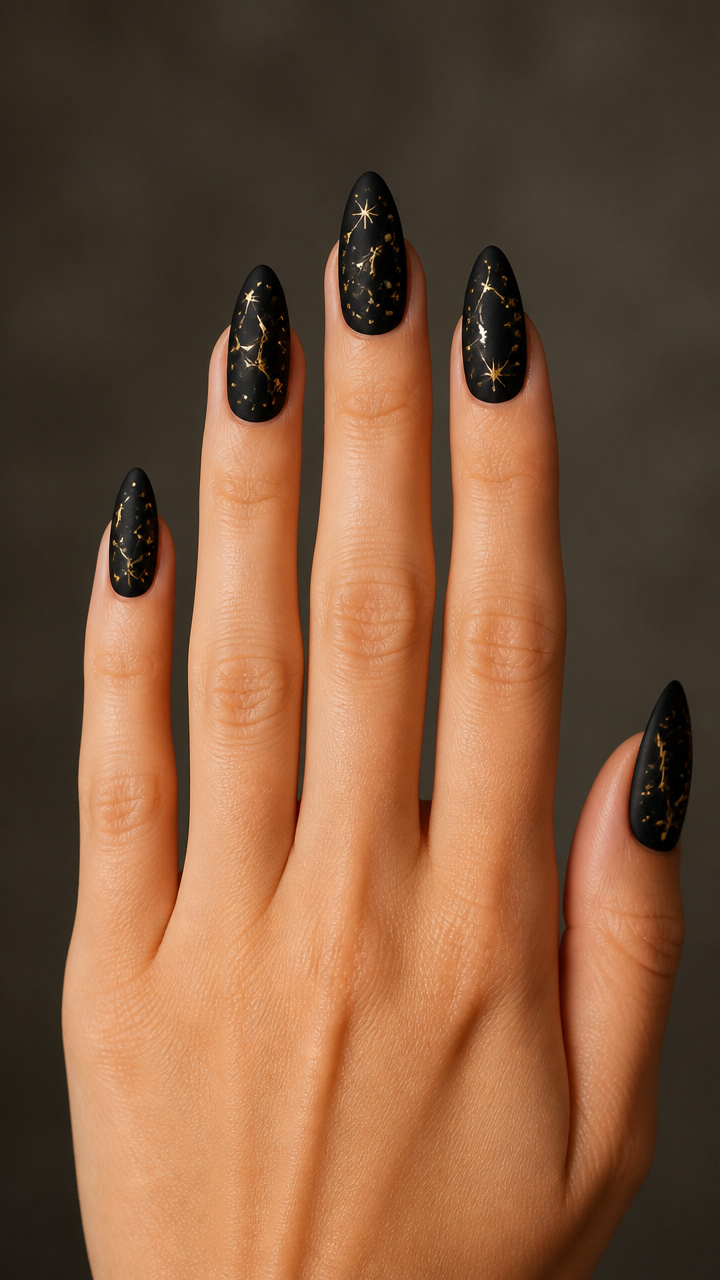 Black Velvet Base with Gold Constellation Lines