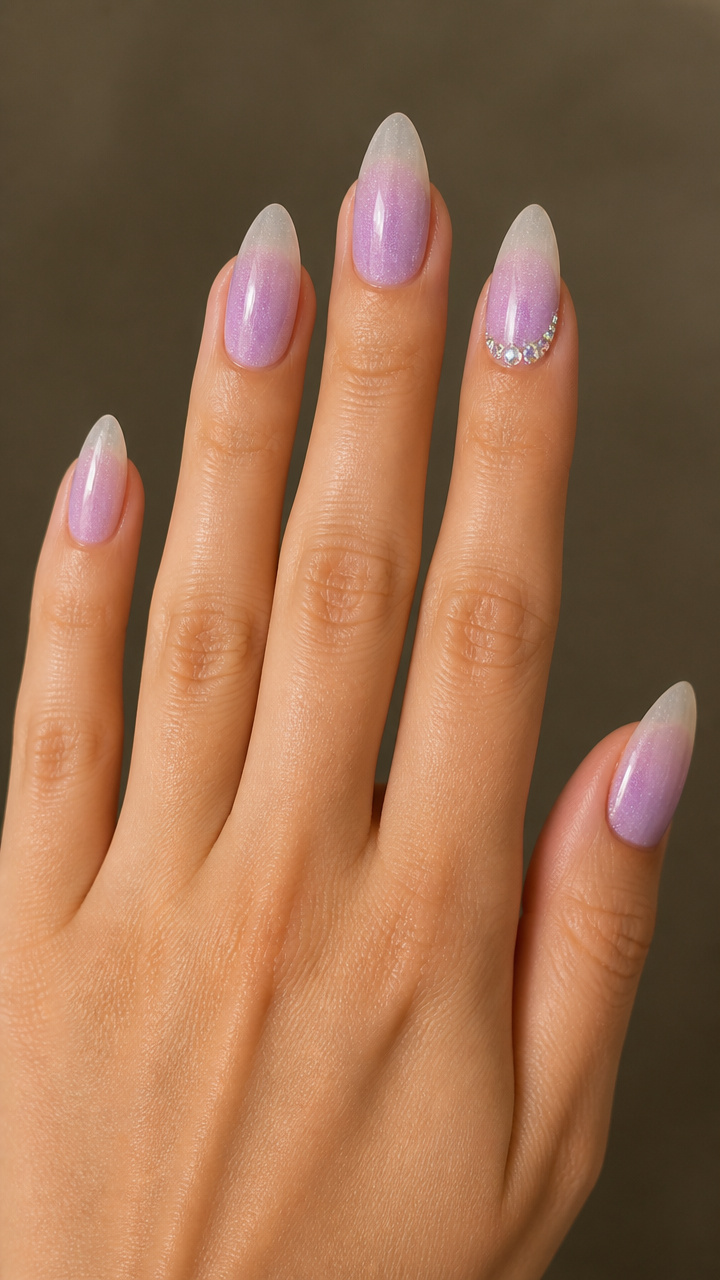 Frosted Lilac Ombre with Rhinestones
