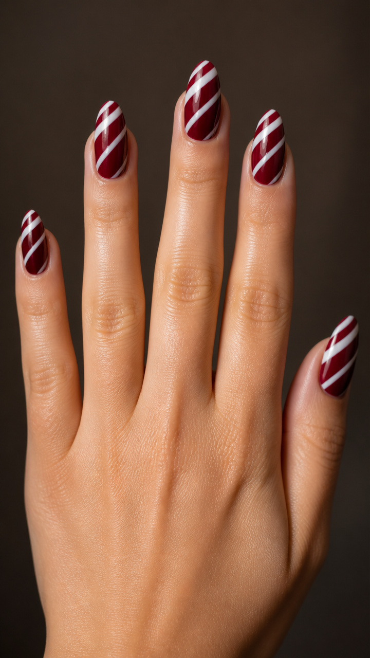 Candy Cane Stripes on Deep Red