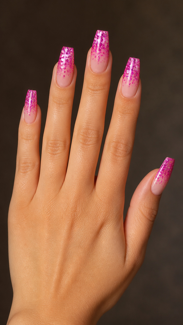 Hot Pink Glitter Dip