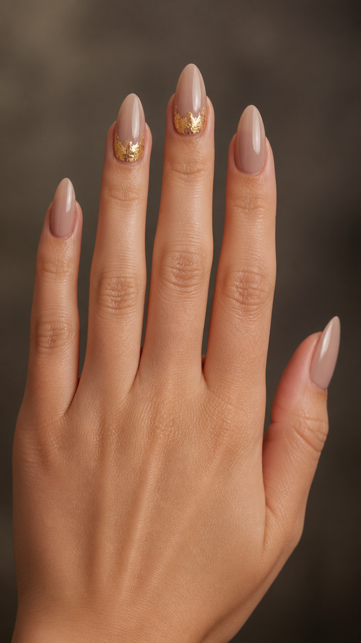 Gold Leaf Accent Nails