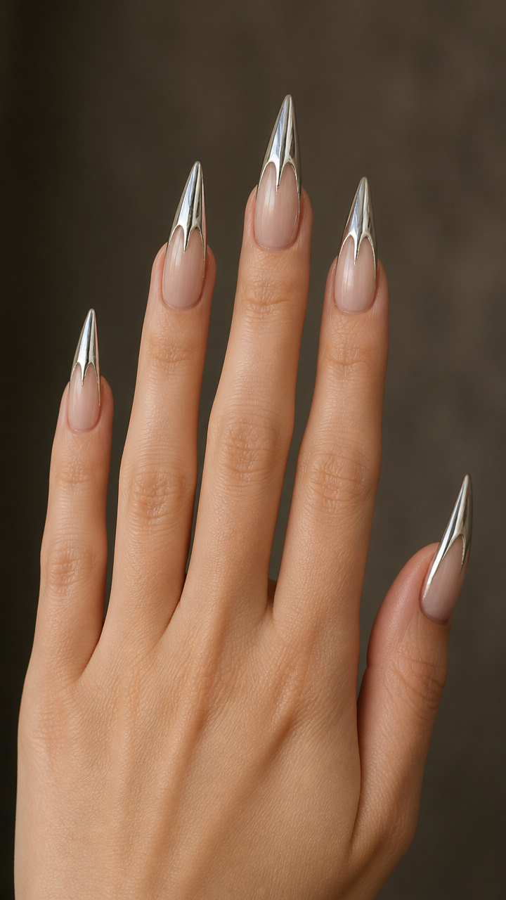 Silver Icicle Stiletto Tips