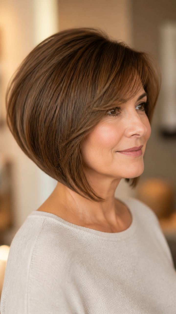 Angled Bob with Sweep Bangs