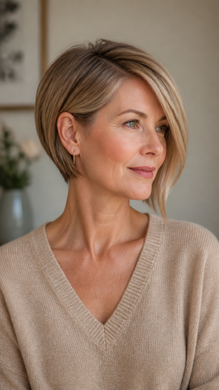 Asymmetrical Bob with Deep Side Part