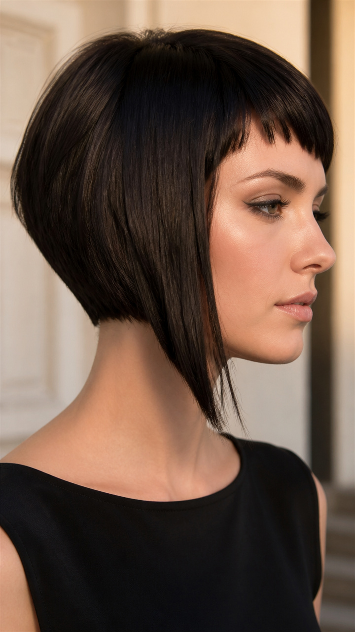 Asymmetrical Bob with Slant Bang