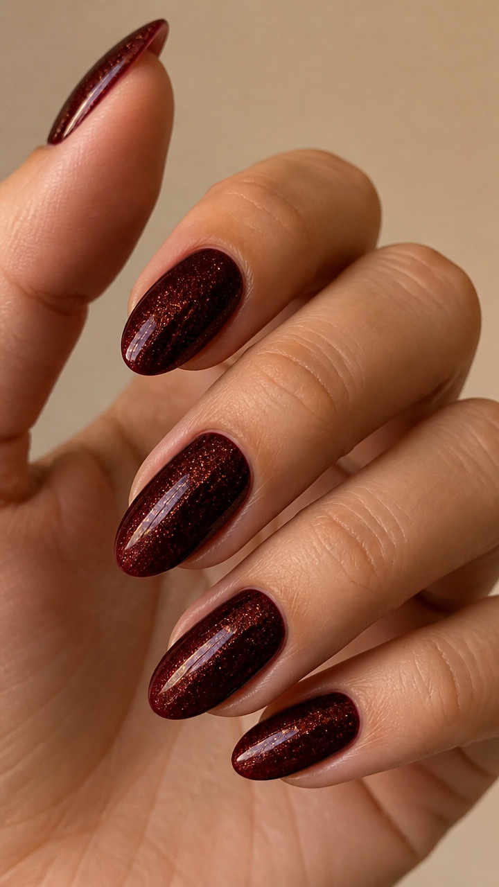 Burgundy & Rose Gold Flecks