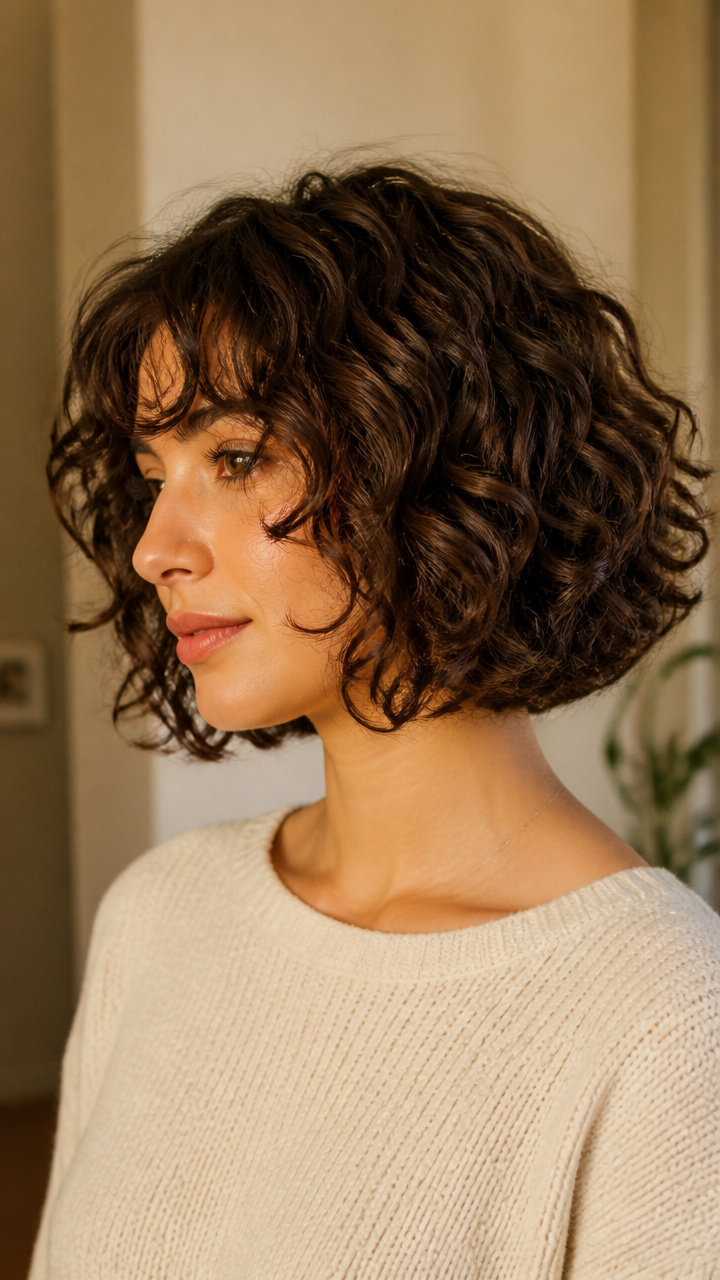 Curtain Bangs with Natural Curls