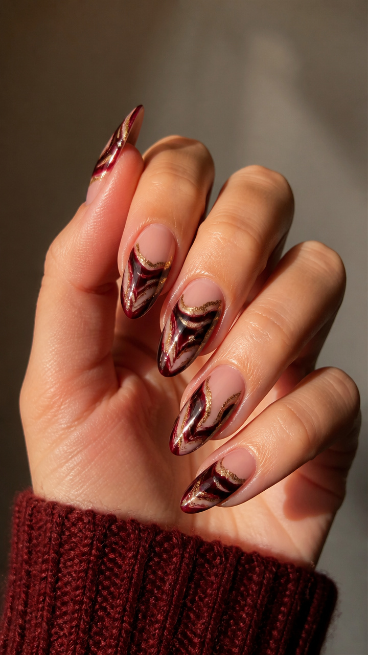 Deep Burgundy Marble Swirl