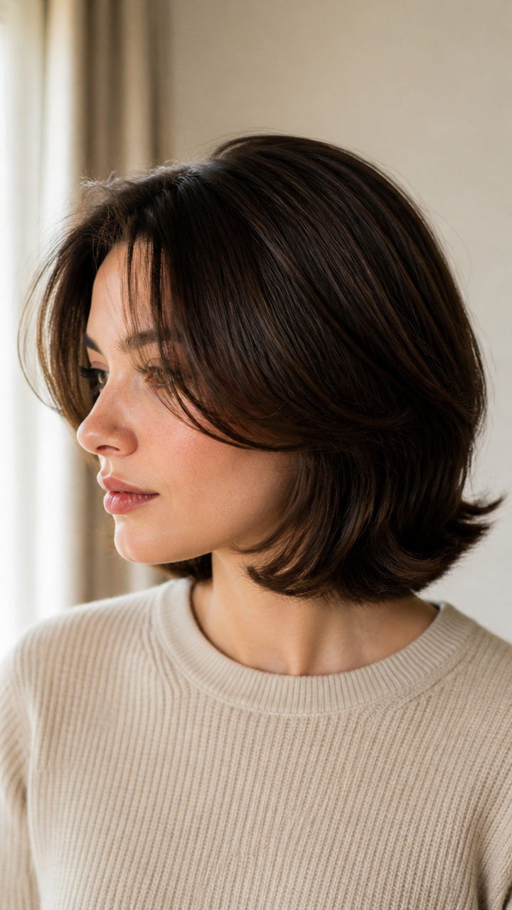 Deep Side Part with Curtain Bangs