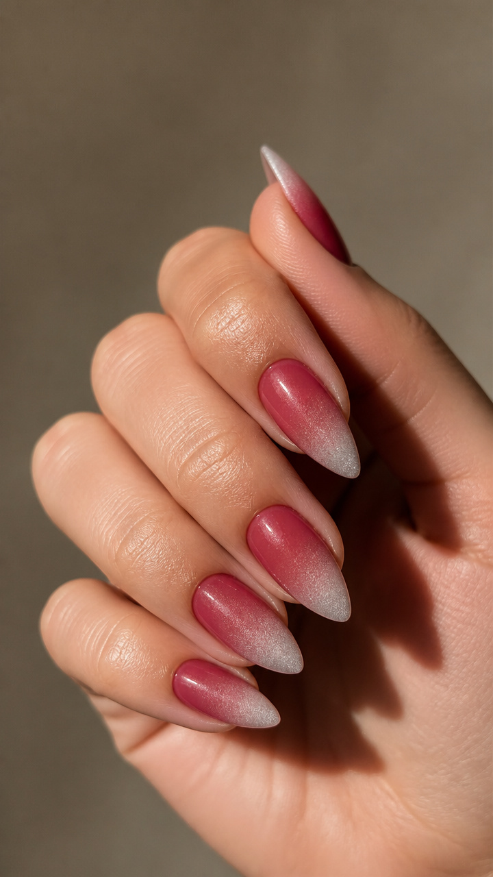 Frosted Silver Tips with Red Gradient