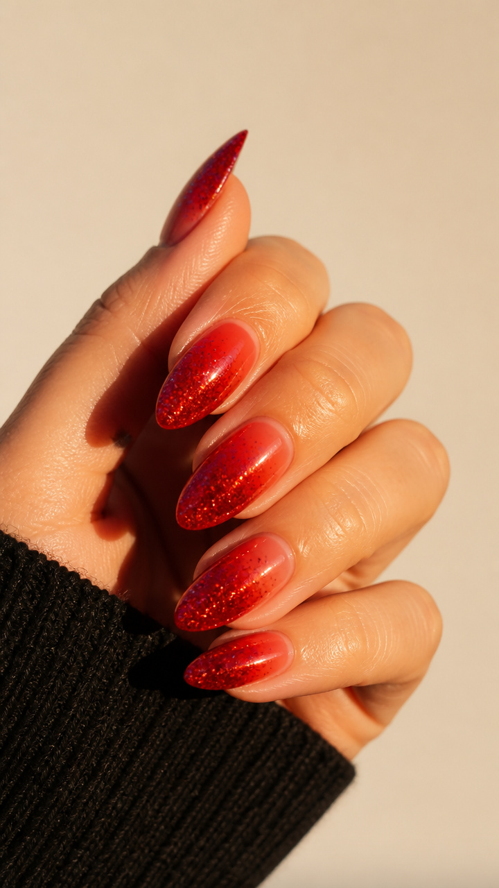 Glitter Gradient Fire Nails