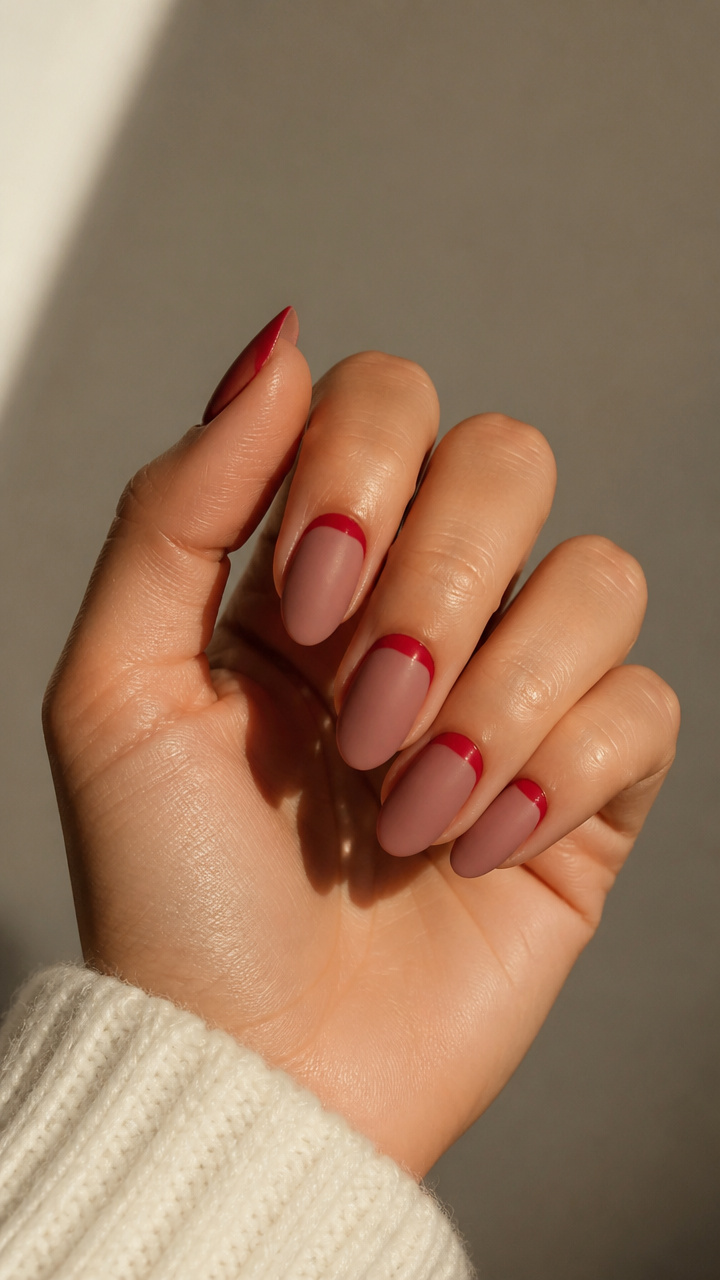 Matte Cherry Reverse French