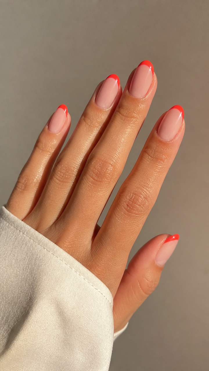 Neon Red Tips with Negative Space