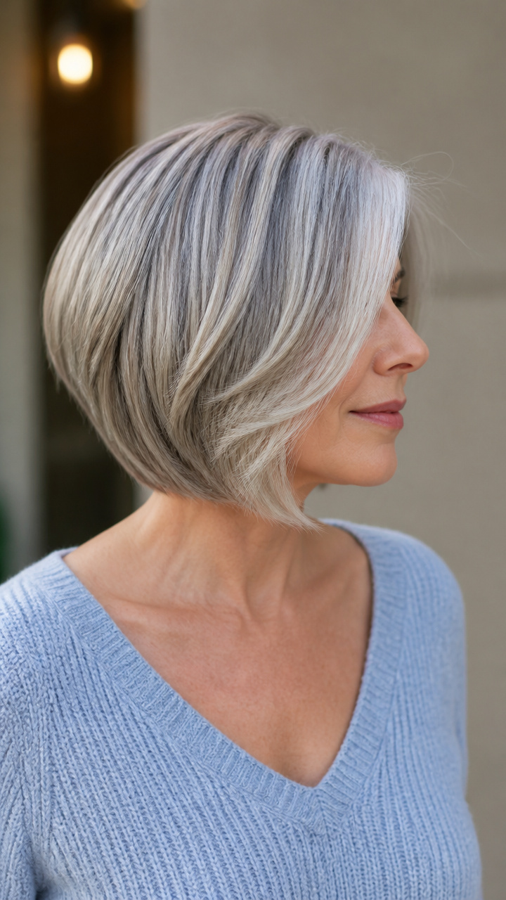 Silver Balayage Bob