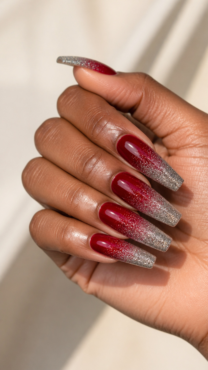 Silver Glitter Ombre Fade
