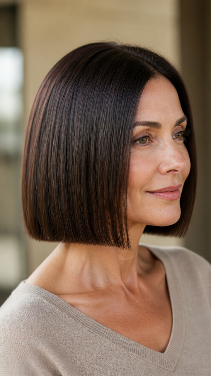 Straight Blunt Bob with Center Part
